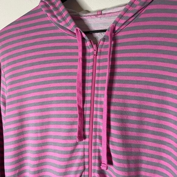 Victoria’s Secret Pink & Gray Striped Full Zip Hoodie - Picture 4 of 9